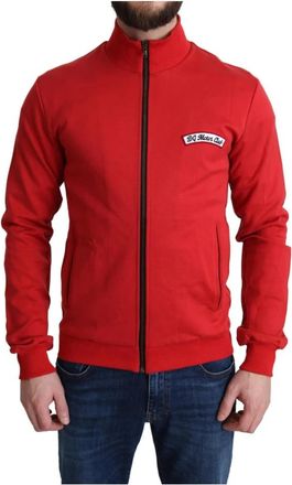 Dolce & Gabbana Luxe rode coltrui met rits - Heren - Vesten met rits - Rood - XS - Katoen - Hoodies & sweatvesten