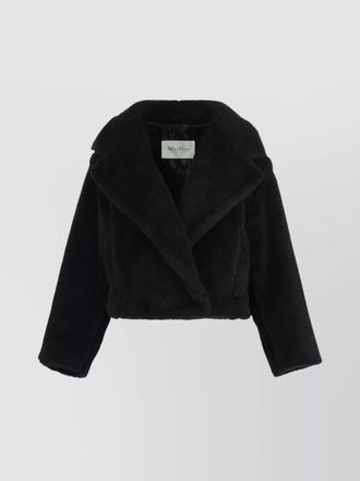 Max Mara vegan fur cropped jacket with lapel collar