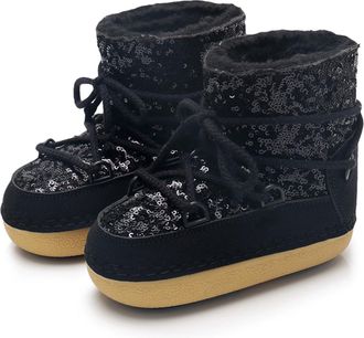 Generic Womens Platform Snow Boots Winter Faux Fur Lining Skiing Duck Boots Waterproof Mid Calf Ankle Booties(Black,5.5)