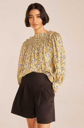 Rebecca Taylor Intaglio Rose Smocked Blouse