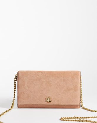 Ralph Lauren Borsa con catenina lunga in camoscio rosa