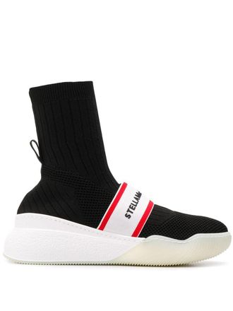 Stella McCartney Alta knit logo sneakers - women - Polyester/Rubber/Polyamide - 35.5 - Black