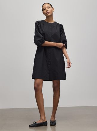 Contemporaine Womens Puff-sleeve loose poplin dress