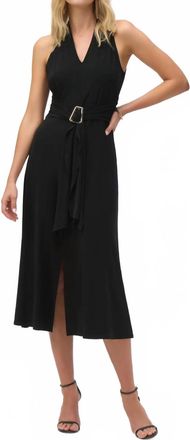 Joseph Ribkoff V-Neck Waist Sash Fit And Flare Dress In Black