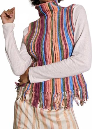 ASHA Eila Gilet Crochet Top In Multi