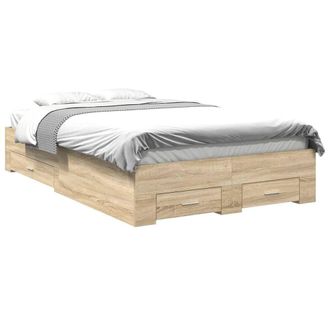 Berkfield Home Modern Bed Frame without Mattress with Drawers Double Engineered Wood in Beige