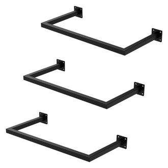ML Design Ml-design - Set 3x Percheros De Pared 60x30 Cm De Acero Inoxidable Negro Para Vestidor Armario Ba&ntilde;o O Cocina, Barra De Almacenamiento Hasta 50kg Para 