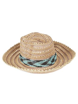 Exquisite J Woven Raffia Sun Hat - Natural