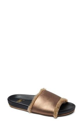 beek Gallito Genuine Shearling Slide Sandal in Mocha Metal /Bronze Shearling at Nordstrom Rack, Size 9