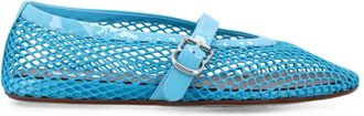 Alaia Mesh Buckle-fastening Ballet Flats