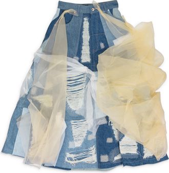 Who Decides War by Ev Bravado Blue Altitude Denim Skirt
