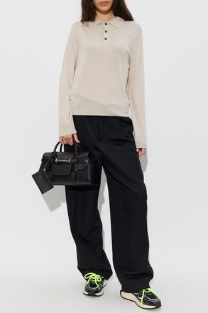 Dsquared2 Wool Long-sleeve Polo, Womens, Beige