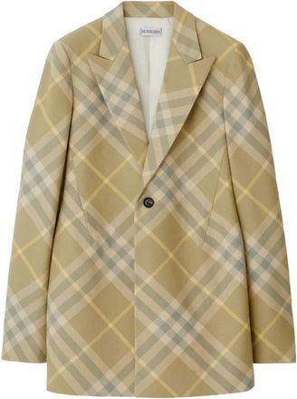 Burberry Geruite wollen jas op maat - Dames - Blazers - Beige - 2XS - Wol - Jassen