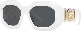 Versace Oval Full Rim, With A White Frame And Dark Grey Lens