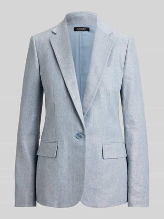 Lauren Ralph Lauren Regular Fit Longblazer aus Leinen-Baumwolle-Mix in Hellblau, Gr&ouml;&szlig;e 34