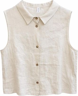 Mazine Sleeveless Linen Shirt Bluse f&uuml;r Damen | beige