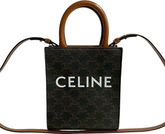 Celine Brown Leather Pvc Handbag Shoulder Bag Tote Bag (Pre-Owned)