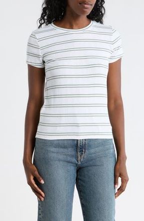 Splendid Stripe Rib T-Shirt in Olive Green/White at Nordstrom Rack, Size X-Large
