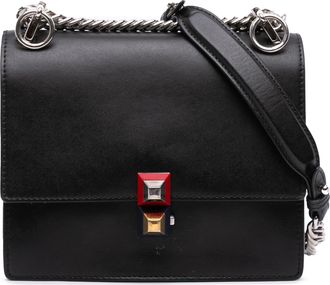 Fendi Pre-owned Womens Kan I Studded Shoulder Bag - Black Leather - One Size
