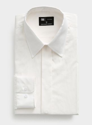Le 31 Mens White hidden-button shirt Standard fit