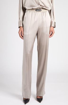 Tom Ford Stretch Silk Satin Pajama Pants in Ig606 Dark Silver at Nordstrom, Size X-Small