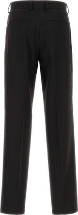 Fendi Mens Wool-Blend Twill Trousers Brown Polyester