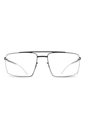 Mykita Zonnebril met dubbele neusbrug en rechthoekig montuur - Zwart