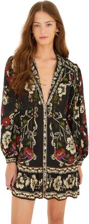 Farm Rio Mini Jurk Rococo Flowers - Dames - Shirt Kleedjes - Zwart - M - Kleedjes
