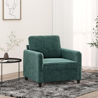 vidaXL Sill&oacute;n De Terciopelo Verde Oscuro 60 Cm Vidaxl