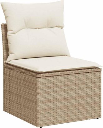 vidaXL Sof&aacute; De Jard&iacute;n Sin Reposabrazos Con Cojines Rat&aacute;n Pe Beige Vidaxl