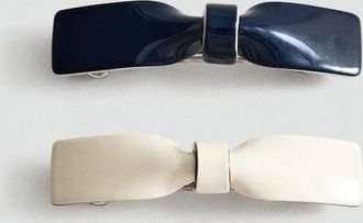 Mango Set mollette fiocco navy - Donna - Taglia unica - MANGO