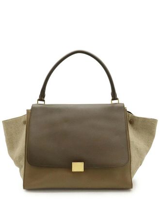 Celine Celine Trapeze Leather Canvas Handbag (Authentic Pre-Loved)