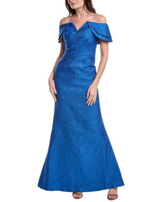 Teri Jon by Rickie Freeman Teri Jon By Rickie Freeman Jacquard Off Shoulder Portrait Gown
