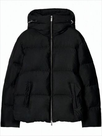 Off-white Boxy Black Puffer Jacket With High Collar And Hood