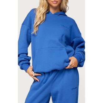 Edikted Basic Girl Oversize Hoodie in Blue at Nordstrom, Size X-Small