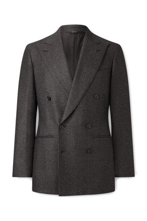 Saman Amel Double-Breasted Houndstooth Wool Suit Jacket