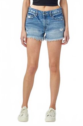 Hidden Jeans Kenzie Mid Basic Frayed Jean Shorts In Classic Light Wash
