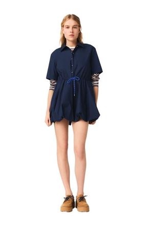 Maje Short-sleeved cotton bubble dress in Navy at Nordstrom, Size 40 Eu