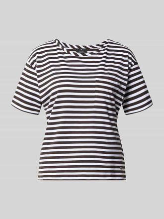 Monari T-Shirt im Allover-Look mit Rundhalsausschnitt in Dunkelbraun, Gr&ouml;&szlig;e 36