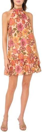 CeCe by Cynthia Steffe Ruffle Halter Dress in Cream Multi at Nordstrom Rack, Size X-Large