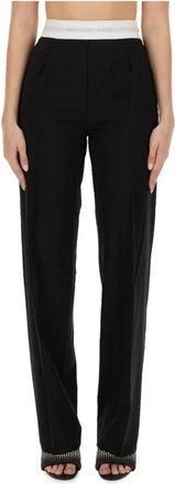 Alexander Wang Tailored broek met logoband - Dames - Straight fit broeken - Zwart - S - Wol - Broeken
