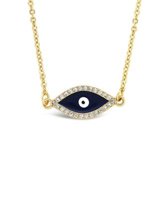 Sterling Forever 14K Plated Cz Evil Eye Necklace