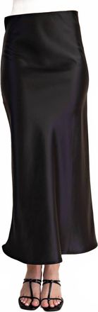 Glam Satin Midi Skirt In Black