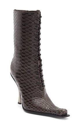 Jeffrey Campbell Rembrandt Pointy Toe Lace-Up Boot in Grey Snake at Nordstrom Rack, Size 8.5