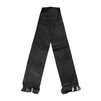 Dolce & Gabbana Silky Scarves, male, Black, Size: ONE SIZE Satin Silk Fringed Neck Foulard Scarf