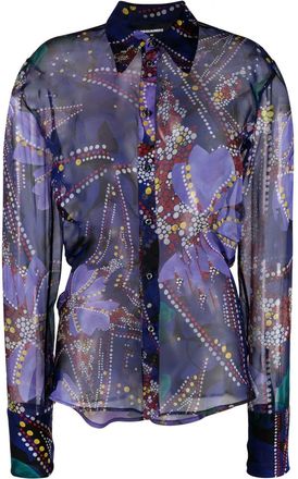 Dsquared2 floral print semi-sheer shirt - women - Polyester - 38 - Blue