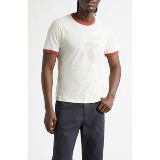 Palmes Celebrazione Cotton & Linen Ringer T-Shirt in Broken White at Nordstrom, Size X-Large