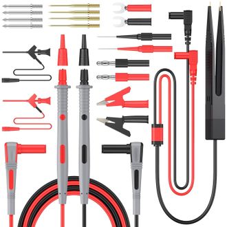 OEM Kit De Cables De Prueba Para Mult&iacute;metro 23 En 1: Cables De Silicona Cat Iii 1000 V, Sonda Intercambiable, Pinzas De Cocodrilo, Ganchos Smd Y Agujas De