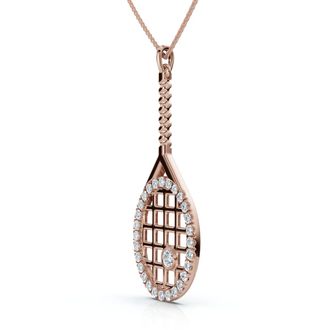 Pompeii3 1/4Ct Diamond Pav&eacute; Tennis Racket Pendant Necklace 14k Gold Lab Grown Size: 3/4 Tall