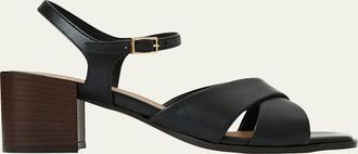 Aquatalia 55mm Domenica Leather Block-Heel Sandals